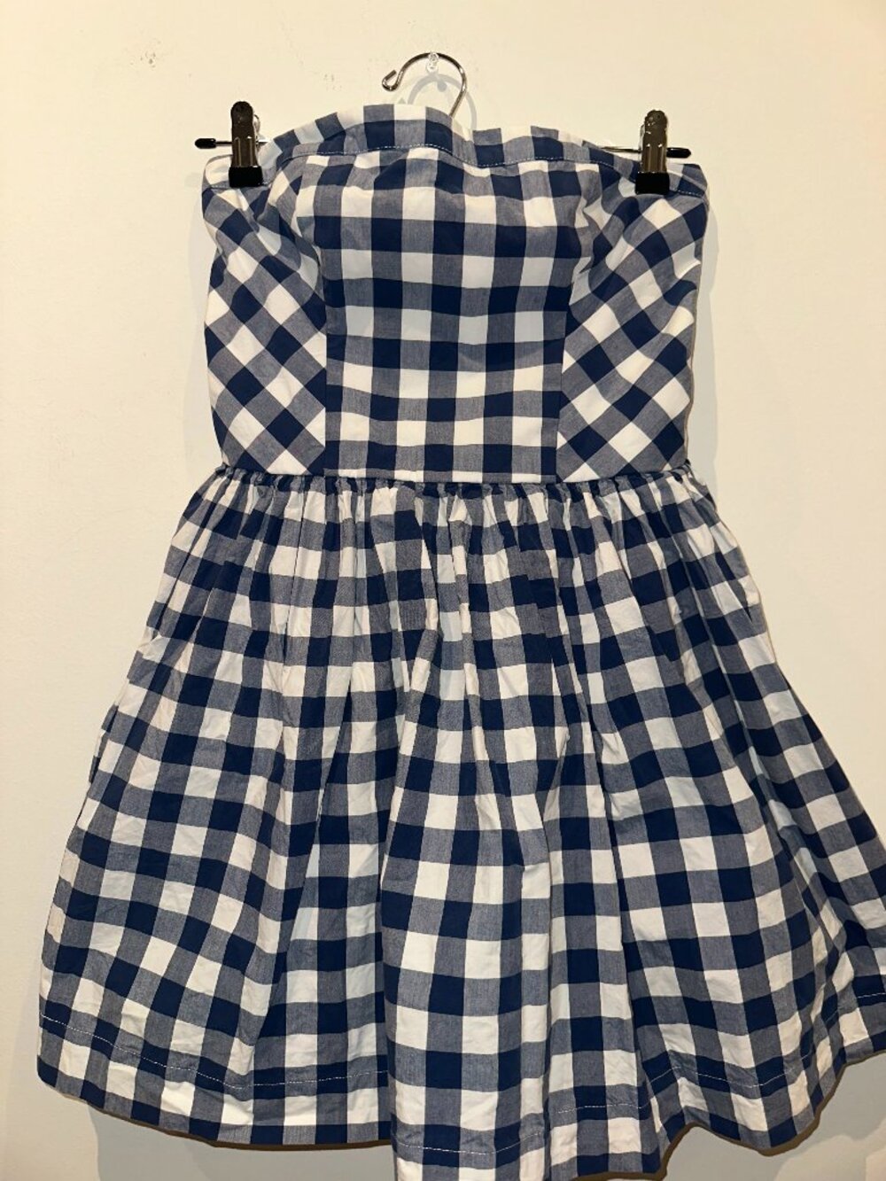 Abercrombie & Fitch Blue and White Gingham Smocked Tube Dress